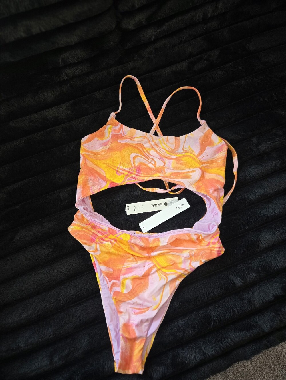 Bloomingdale's Aqua Swim One-Piece Swim - Pink & Orange Swirl